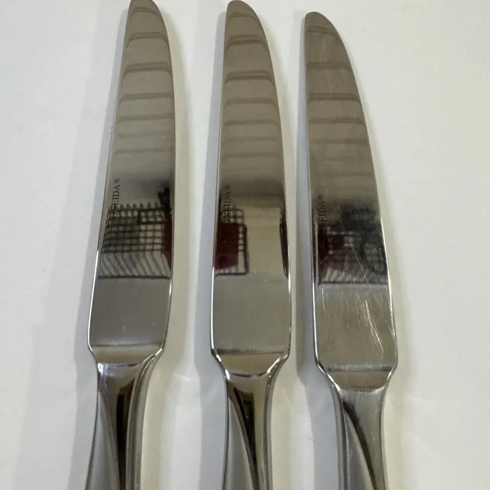 Set OF 3 Oneida Camlynn Cleo Frost Stainless Dinner Knives 9.5”